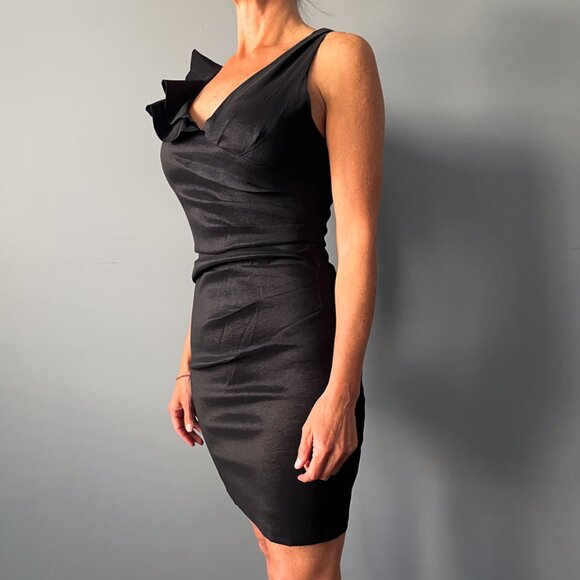 L'Etté Little Black Dress with Shoulder Ruffle Detail, Size L - Picture 1 of 5